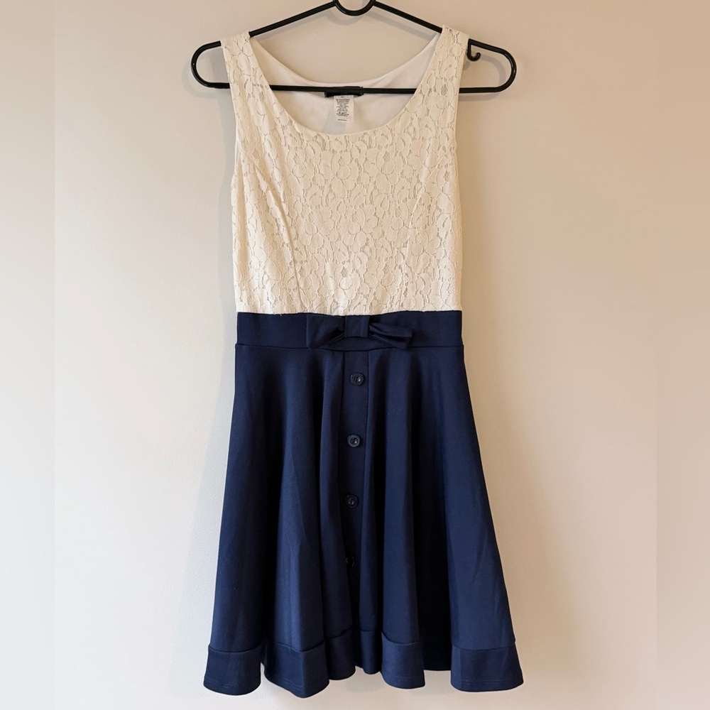 O’Sher Cream and Navy Dress